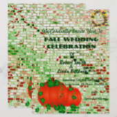 Trendy Herfst Oranje Pumpkin Wedding Uitnodiging (Voorkant / Achterkant)