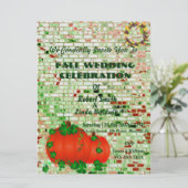 Trendy Herfst Oranje Pumpkin Wedding Uitnodiging (Staand voorkant)