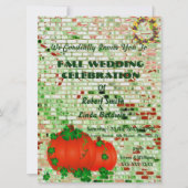 Trendy Herfst Oranje Pumpkin Wedding Uitnodiging (Voorkant)