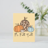 Trendy Herfst pompoen | "Het is Herfst Y’all", zeg Briefkaart (Staand voorkant)