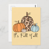 Trendy Herfst pompoen | "Het is Herfst Y’all", zeg Briefkaart (Voorkant / Achterkant)