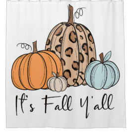 Trendy Herfst Pompoen | “It’s Fall Y’all” Citaat Douchegordijn