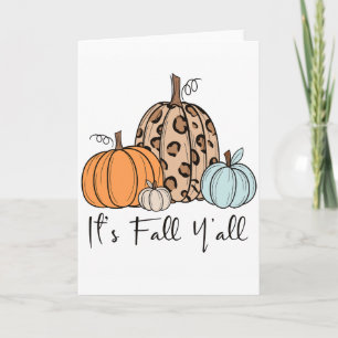 Trendy Herfst Pompoen “It’s Fall Y’all” Citaat Kaart