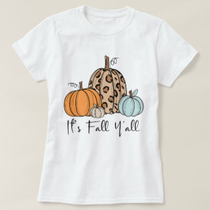 Trendy Herfst Pompoen “It’s Fall Y’all” Citaat T-shirt