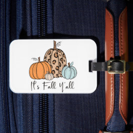 Trendy Herfst Pompoen | “It’s Fall Y’all” Quote Bagagelabel