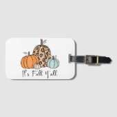 Trendy Herfst Pompoen | “It’s Fall Y’all” Quote Bagagelabel (Voorkant (horizontaal))
