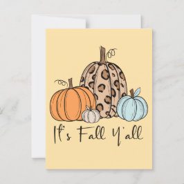 Trendy Herfst Pompoen | “It’s Fall Y’all” Quote Briefkaart