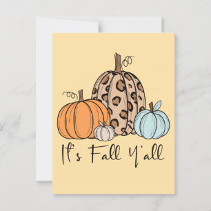 Trendy Herfst Pompoen “It’s Fall Y’all” Quote Briefkaart