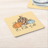 Trendy Herfst Pompoen | “It’s Fall Y’all” Quote Kartonnen Onderzetters (Schuin)