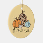 Trendy Herfst Pompoen | “It’s Fall Y’all” Quote Keramisch Ornament (Rechts)