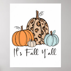 Trendy Herfst Pompoen   “It’s Fall Y’all” Quote Poster