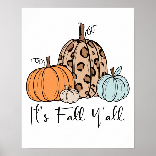 Trendy Herfst Pompoen | “It’s Fall Y’all” Quote Poster (Voorkant)