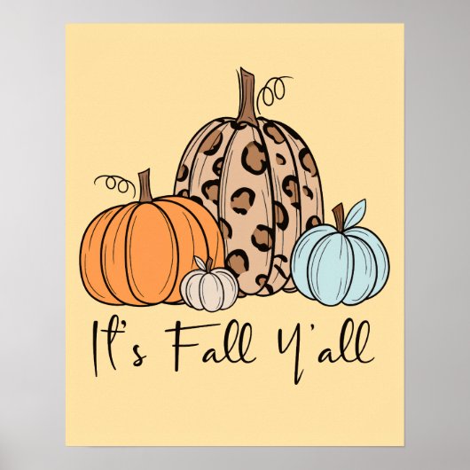Trendy Herfst Pompoen | “It’s Fall Y’all” Quote Poster (Voorkant)