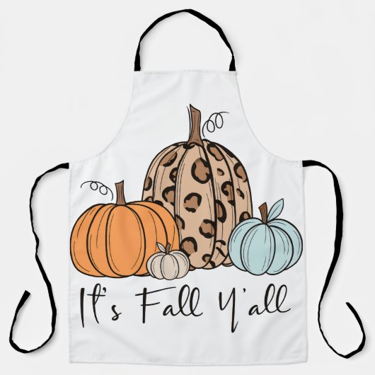 Trendy Herfst Pompoen | “It’s Fall Y’all” Quote Schort (Voorkant)