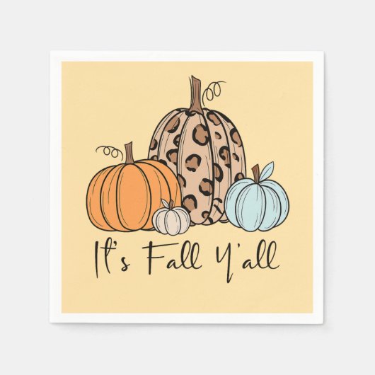 Trendy Herfst Pompoen | “It’s Fall Y’all” Quote Servet (Voorkant)