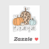 Trendy Herfst Pompoen | “It’s Fall Y’all” Quote Sticker (Vel)
