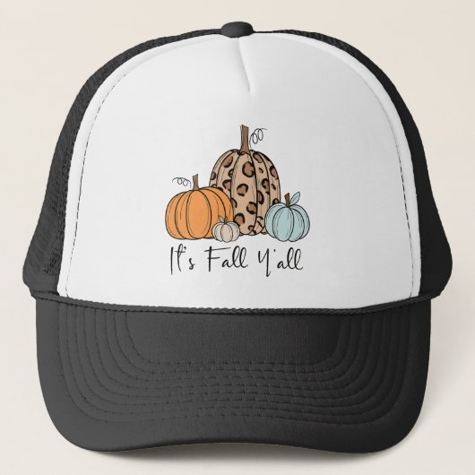 Trendy Herfst Pompoen | “It’s Fall Y’all” Quote Trucker Pet (Voorkant)