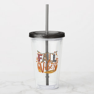 Trendy Herfst Vibes Plaid en Leopard Print Herfst Acryl Drinkbeker