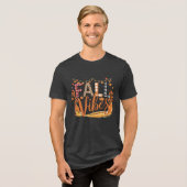 Trendy Herfst Vibes Plaid en Leopard Print Herfst Tri-Blend Shirt (Voorkant volledig)