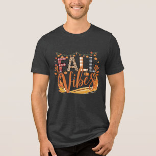Trendy Herfst Vibes Plaid en Leopard Print Herfst Tri-Blend Shirt