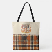 Trendy Herfst Vibes Verbrand Sinaasappel Plaid Pri Tote Bag (Voorkant)