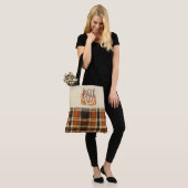 Trendy Herfst Vibes Verbrand Sinaasappel Plaid Pri Tote Bag (Op model)