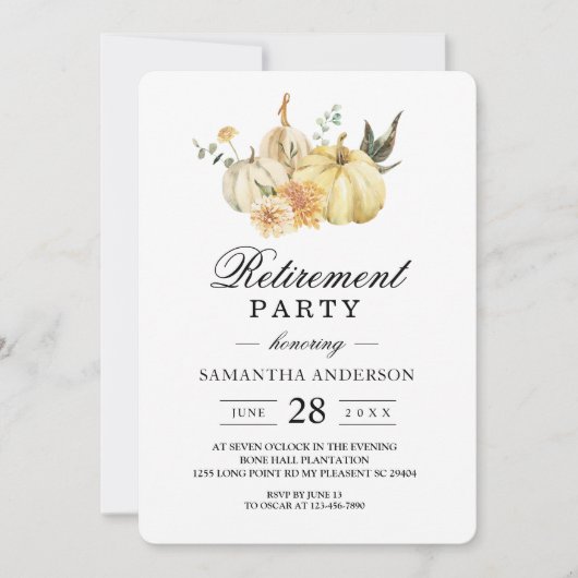 Trendy Herfst Waterverf Pompoen & Bloemen Kaart (Voorkant)