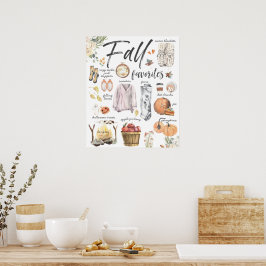 Trendy herfstfavorieten | Watercolorillustraties Poster