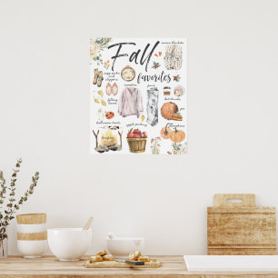 Trendy herfstfavorieten   Watercolorillustraties Poster