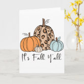 Trendy herfstpompoen | “It’s Fall Y’all” Citaat Kaart (Gele Bloem)
