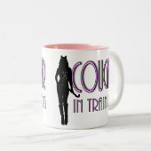 Trendy hete silhouet poema in opleiding tweekleurige koffiemok (Voorkant rechts)