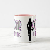 Trendy hete silhouet poema in opleiding tweekleurige koffiemok (Center)