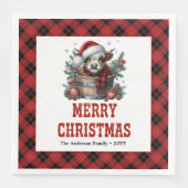 Trendy highland cow buffalo style Xmas napkins Servet (Voorkant)