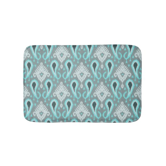 Trendy Hip Aqua Turquoise Ikat Tribal Art Pattern Badmat (Voorkant)