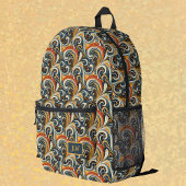 Trendy Hip Retro Orange Deep Teal Swirls Monogram  Bedrukte Rugzak