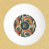 Trendy Hip Retro Orange Deep Teal Swirls Monogram  Pingpongbal