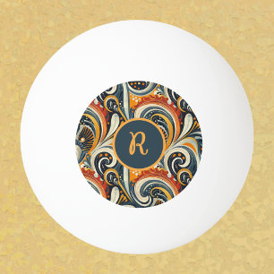 Trendy Hip Retro Oranje Diep Teal Wervelingen Mono Pingpongbal