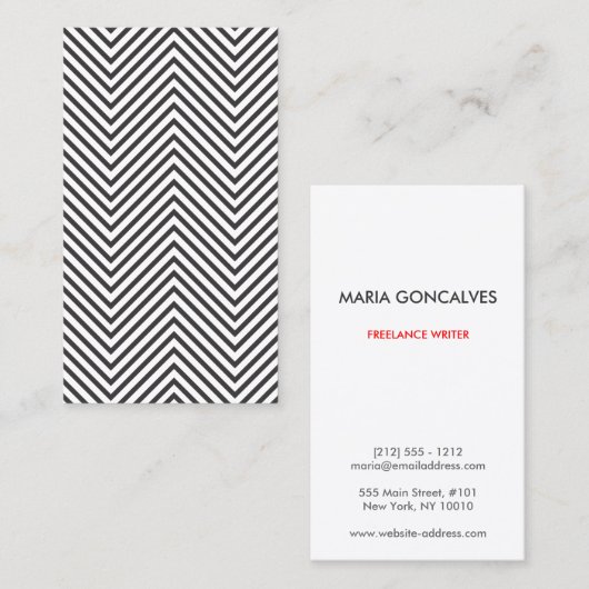 Trendy & Hip Zwart/Wit Chevron Patroon Visitekaartje (Voorkant / Achterkant)