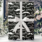 Trendy Hipster Black en White Mustache Pattern Cadeaupapier