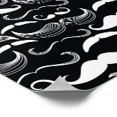 Trendy Hipster Black en White Mustache Pattern Poster (Hoek)