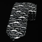 Trendy Hipster Black en White Mustache Pattern Stropdas