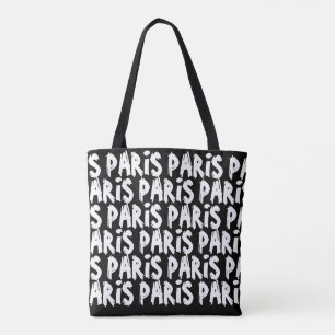 Trendy hispter paris canvas tas   Zwart-wit
