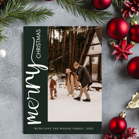 Trendy Holiday Modern Photo Christmas Holiday Card Kaart