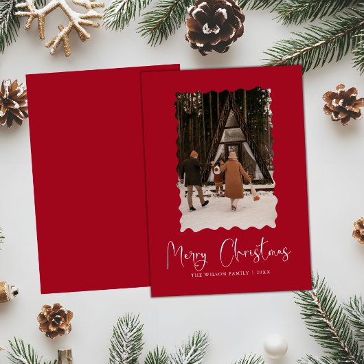 Trendy Holiday Modern Photo Christmas Holiday Card Kaart