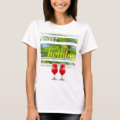Trendy Holiday Palms Sky White Elegant Sjabloon T-shirt (Voorkant)