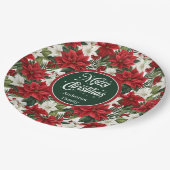 Trendy Holiday Red Poinsettia Paper Plates Chic  Papieren Bordje (Gekanteld)