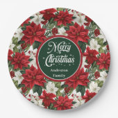Trendy Holiday Red Poinsettia Paper Plates Chic  Papieren Bordje (Voorkant)