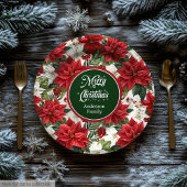 Trendy Holiday Red Poinsettia Paper Plates Chic  Papieren Bordje