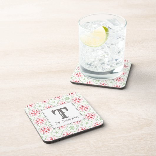 Trendy Holiday Snowflakes kerstmonogram Bier Onderzetter (Rechterzijde)