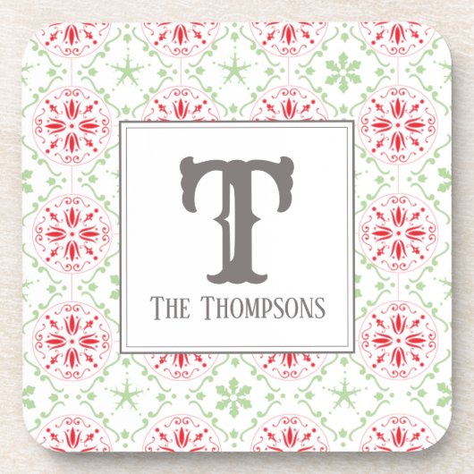 Trendy Holiday Snowflakes kerstmonogram Bier Onderzetter (Voorkant)